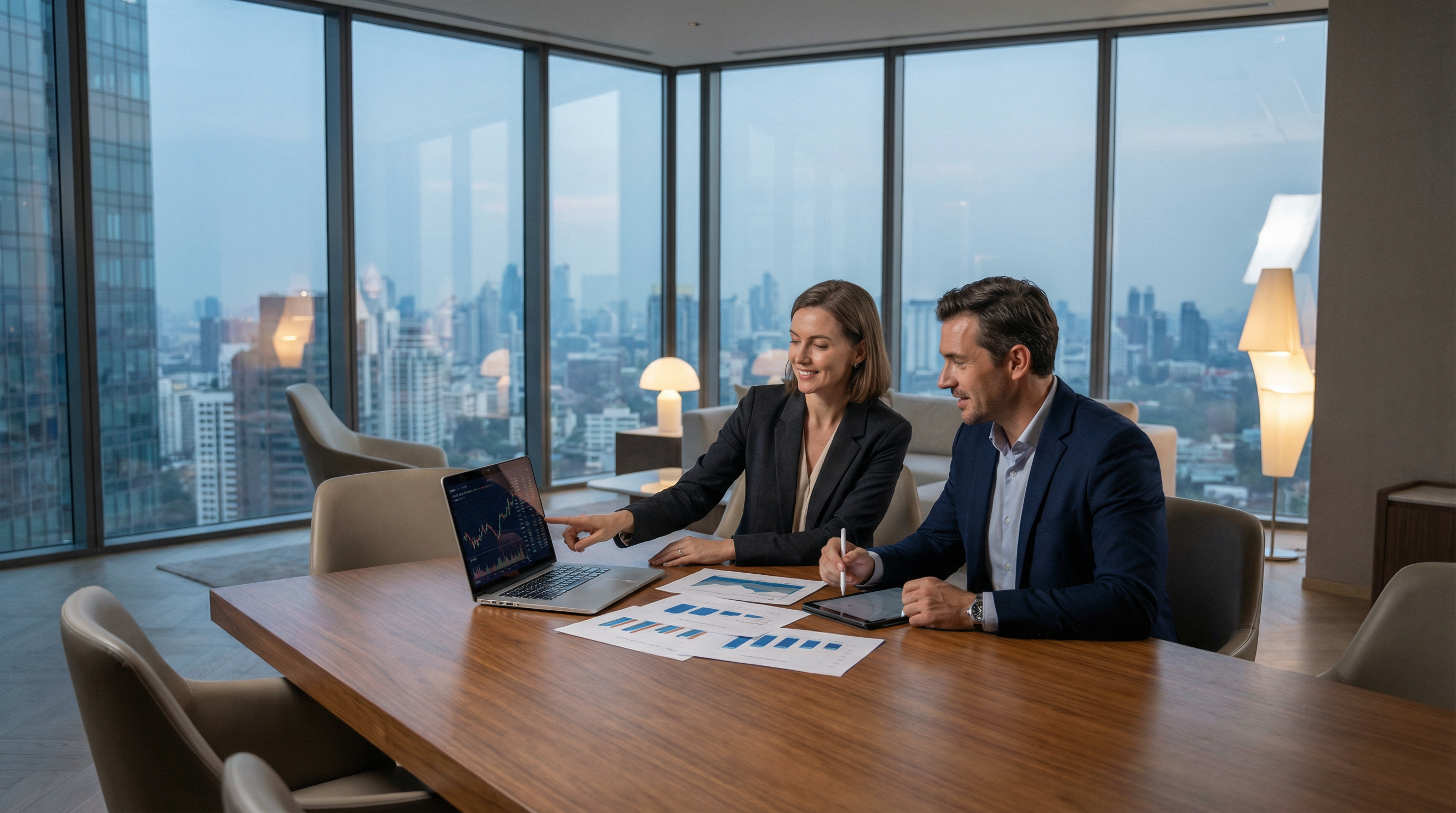 Consultoría corporativa de alto nivel con análisis financiero